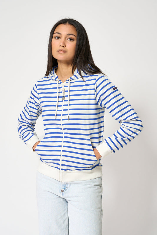 Sudadera de raya marinera de algodón con capucha