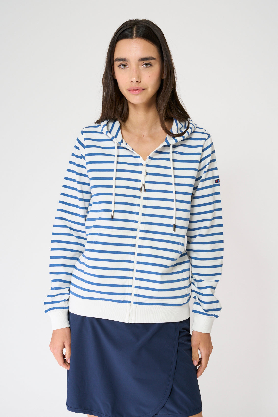 Sailor stripe cotton jacket with hood