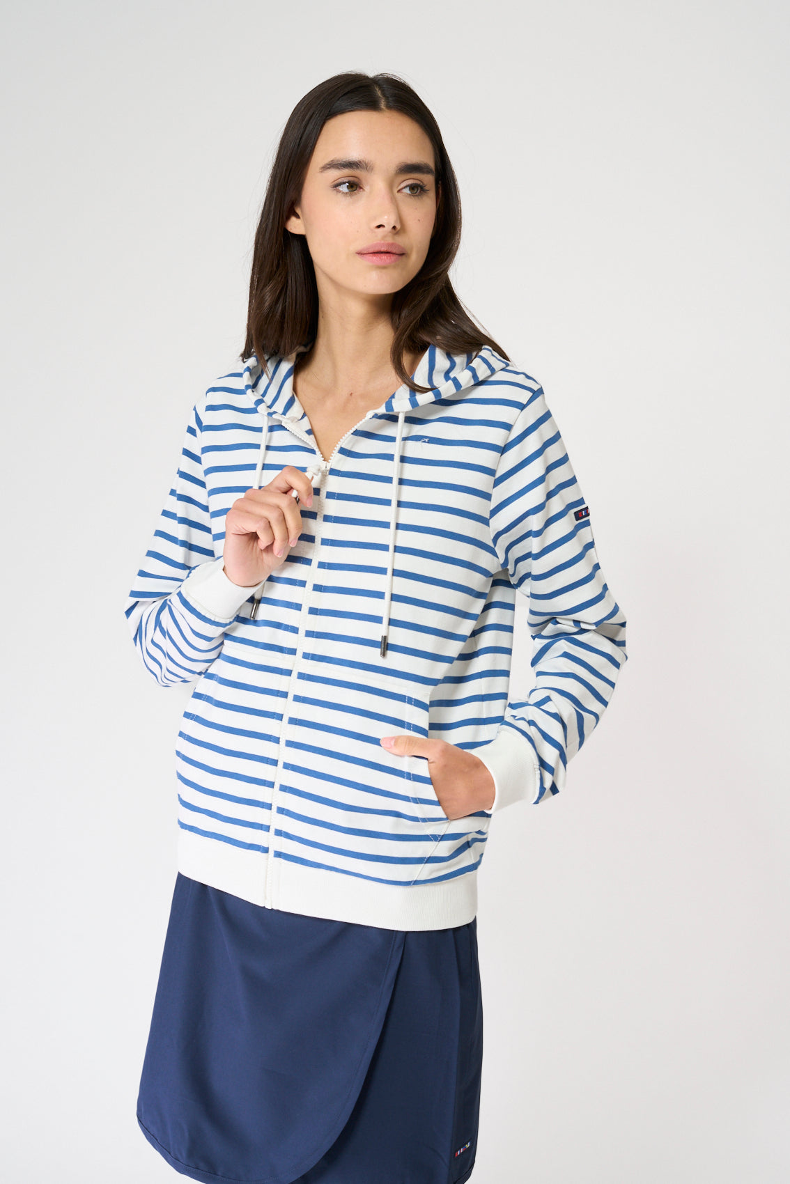 Sailor stripe cotton jacket with hood