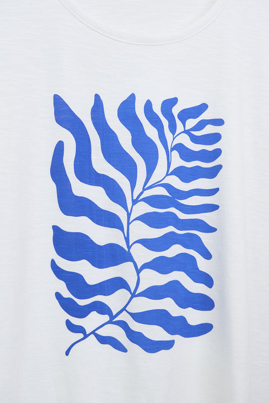 Camiseta manga corta estampado hojas