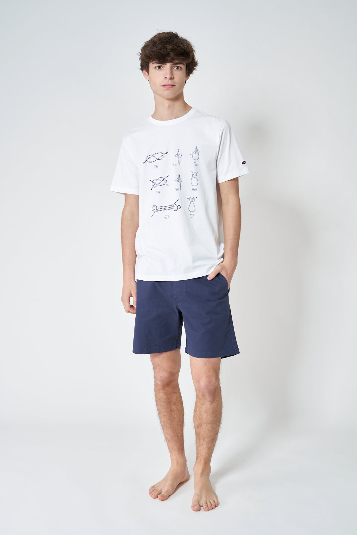 Short-sleeved 180g cotton "knots" T-shirt