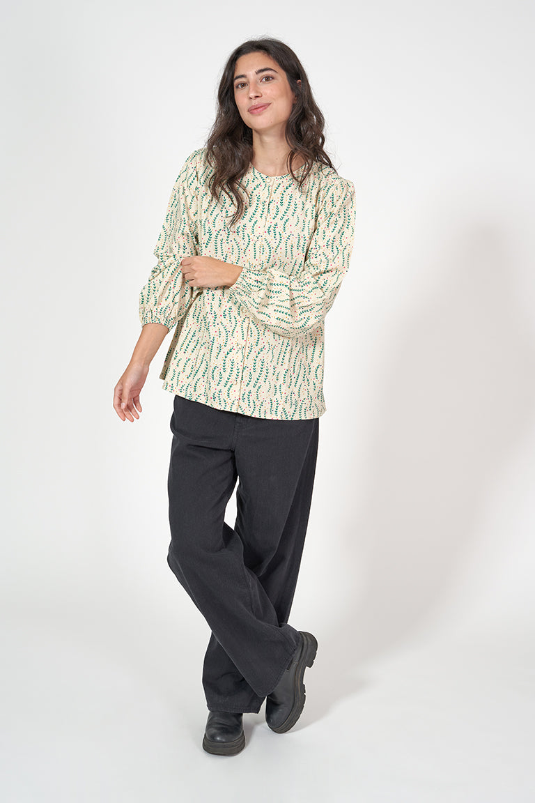 Printed shirt with round neck