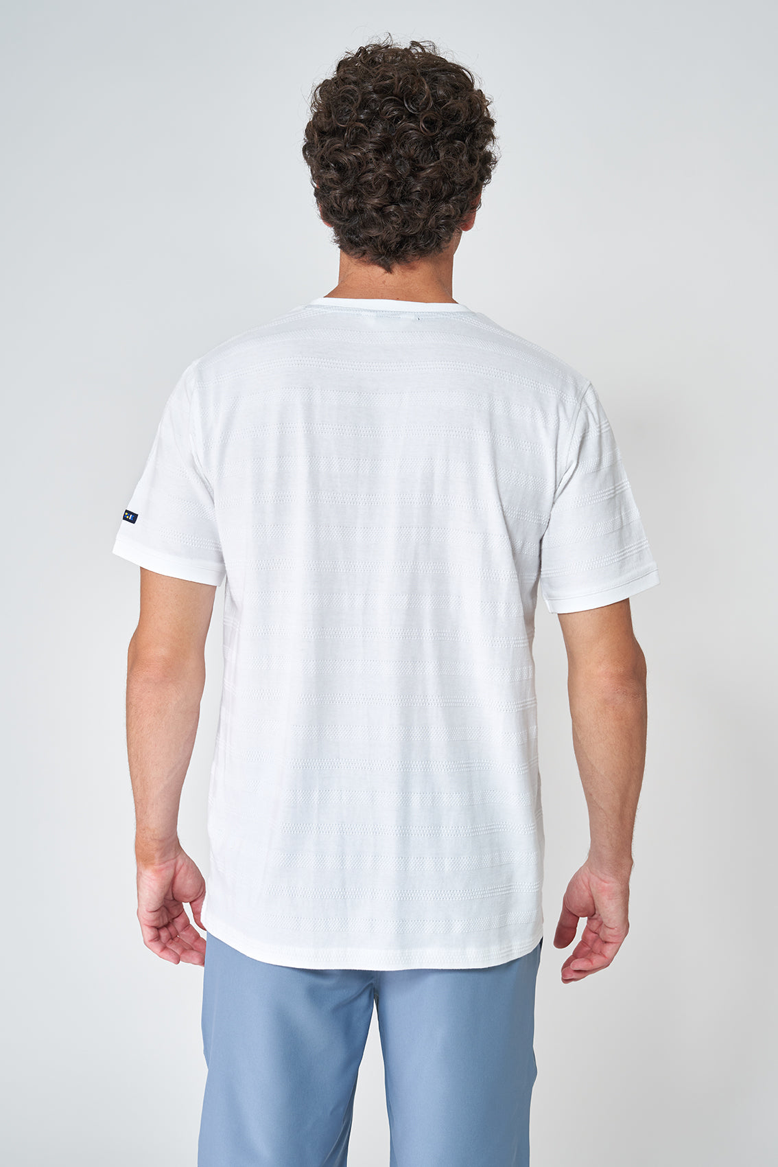 Short-sleeved, round-neck, piqué knit T-shirt