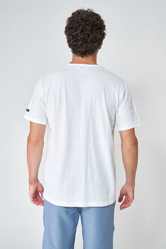 Short-sleeved, round-neck, piqué knit T-shirt