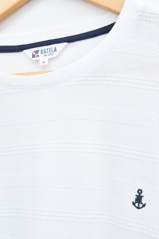 Short-sleeved, round-neck, piqué knit T-shirt