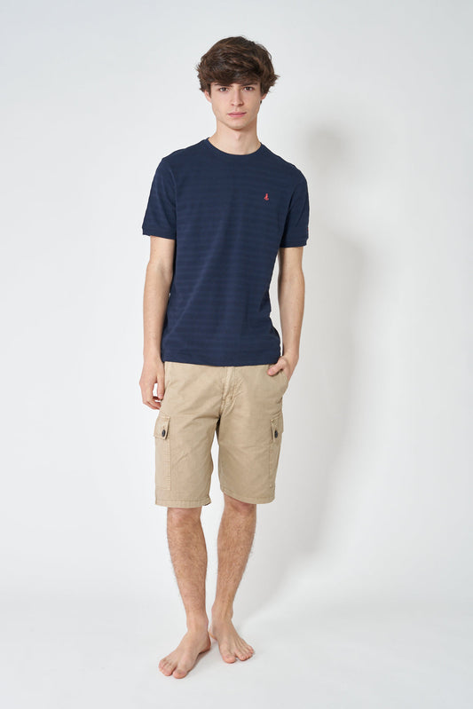 Short-sleeved, round-neck, piqué knit T-shirt