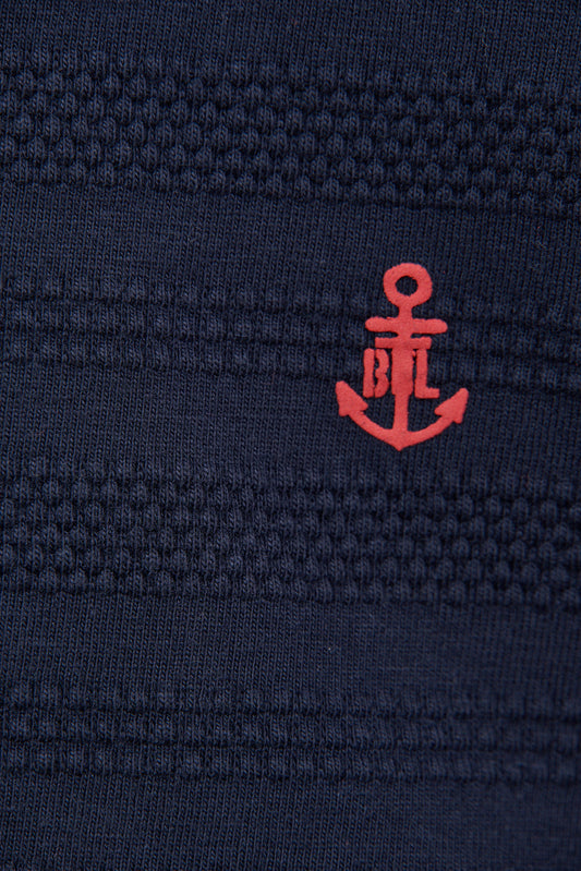 Short-sleeved, round-neck, piqué knit T-shirt