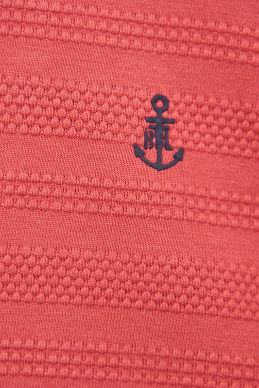 Short-sleeved, round-neck, piqué knit T-shirt