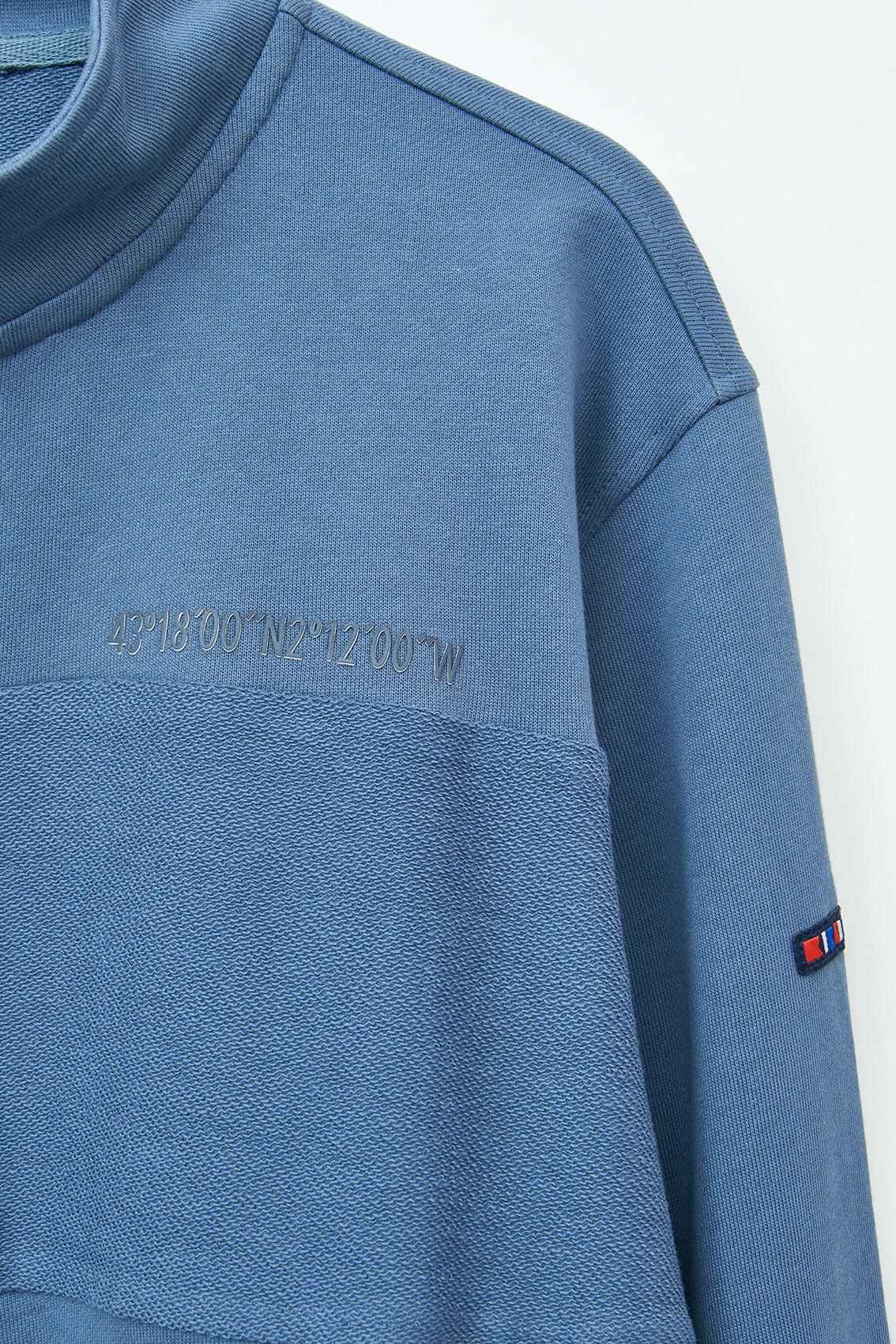 Cotton sweatshirt with high neck and zipper