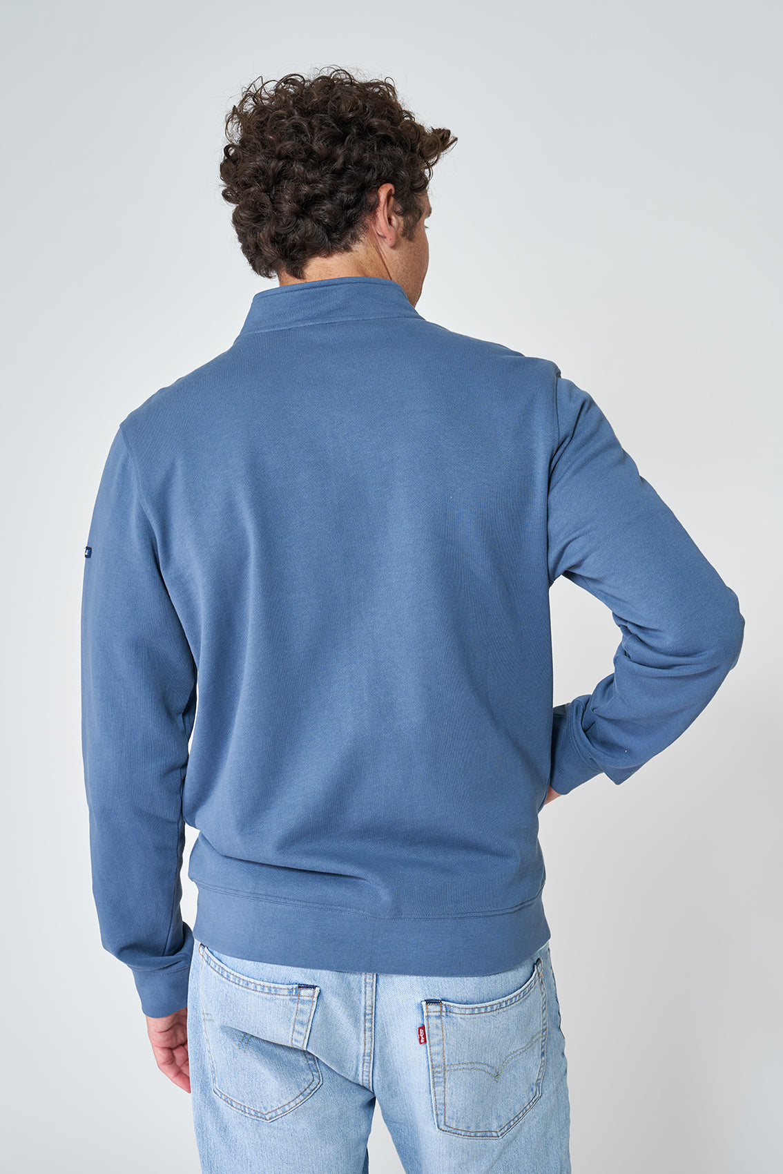 Cotton sweatshirt with high neck and zipper