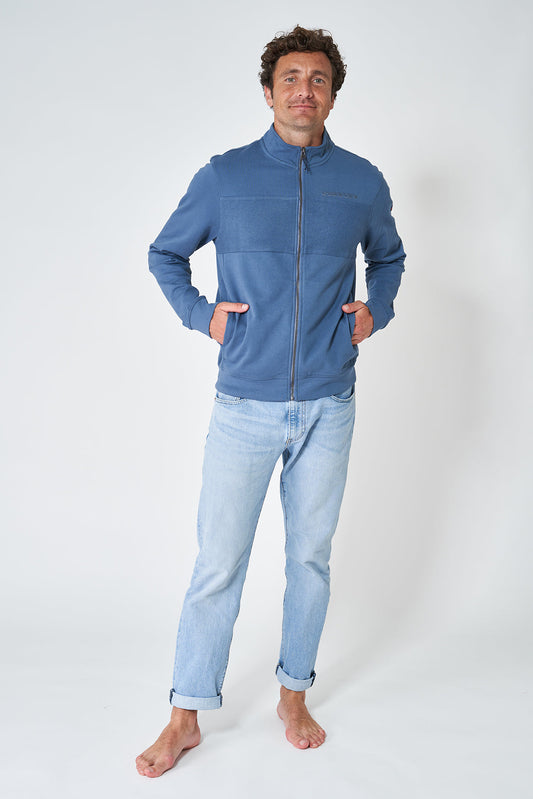 Cotton sweatshirt with high neck and zipper