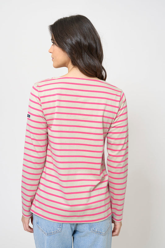 Long-sleeved striped T-shirt with embroidered heart