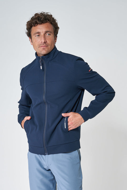 Zip-up fleece jacket with high collar