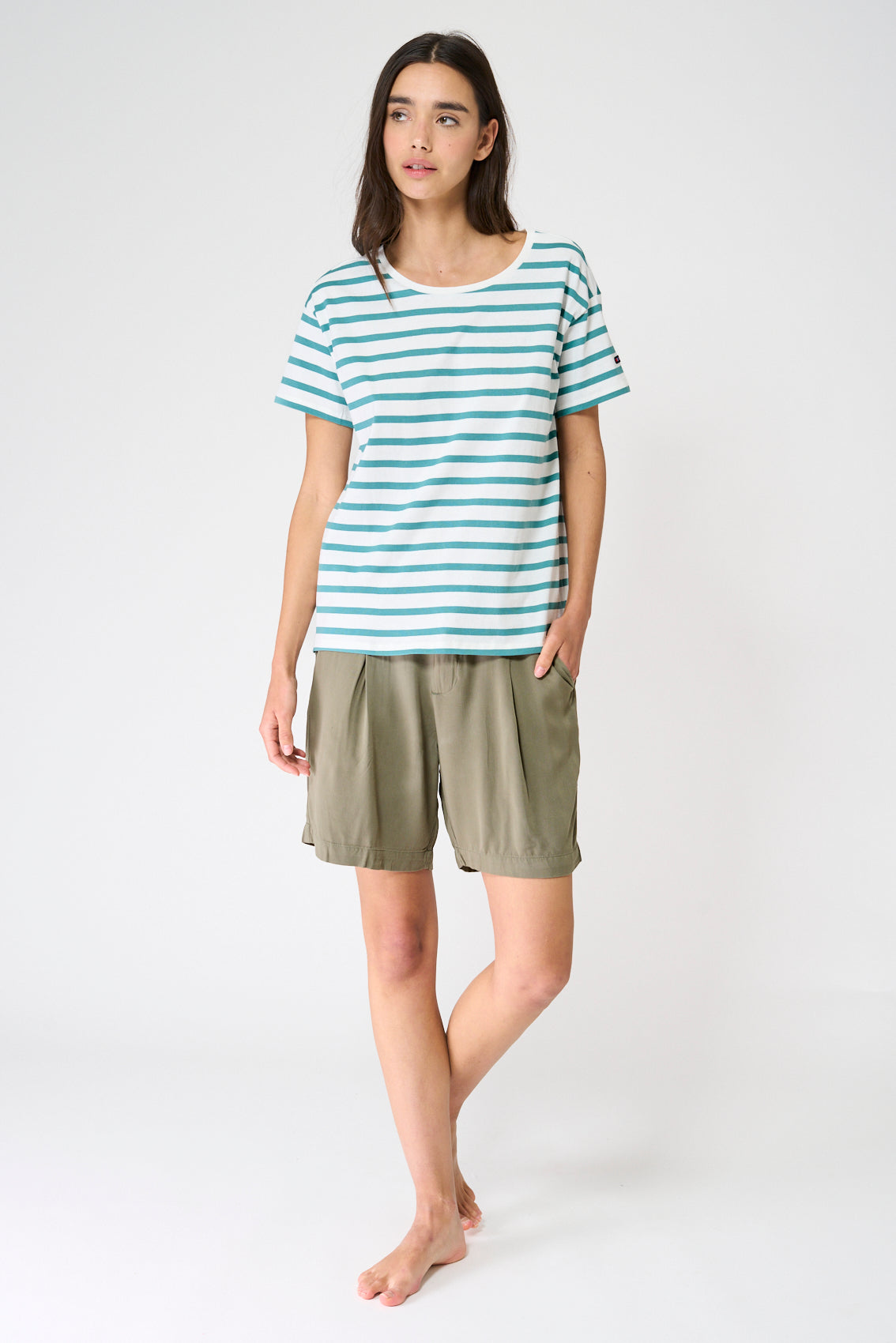 Tee shirt marinière à manches courtes