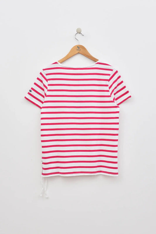 Striped V-neck T-shirt in 180g cotton