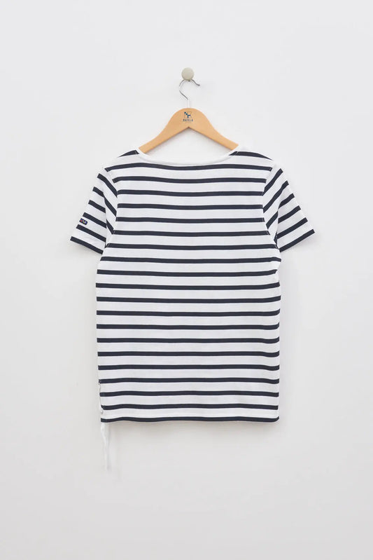 Striped V-neck T-shirt in 180g cotton