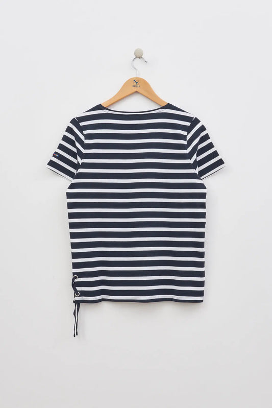 Striped V-neck T-shirt in 180g cotton