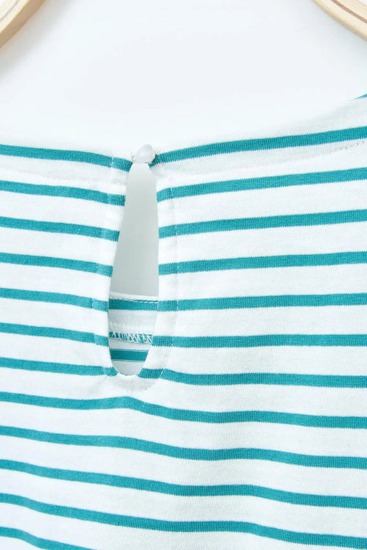 Tee shirt rayé ou marinière à manches courtes volantées