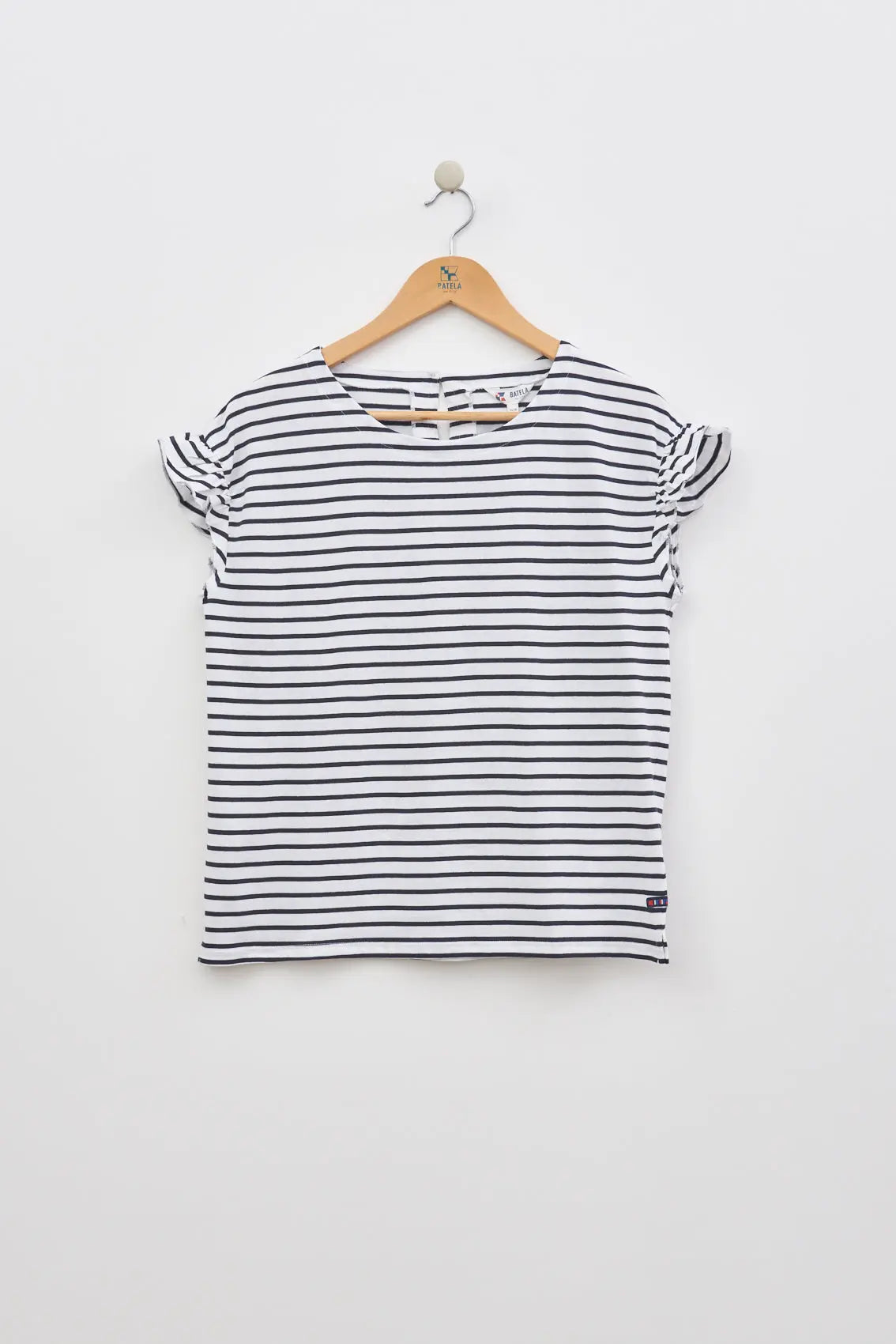 Tee shirt rayé ou marinière à manches courtes volantées