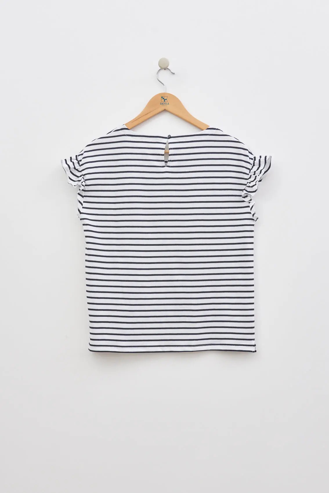 Tee shirt rayé ou marinière à manches courtes volantées