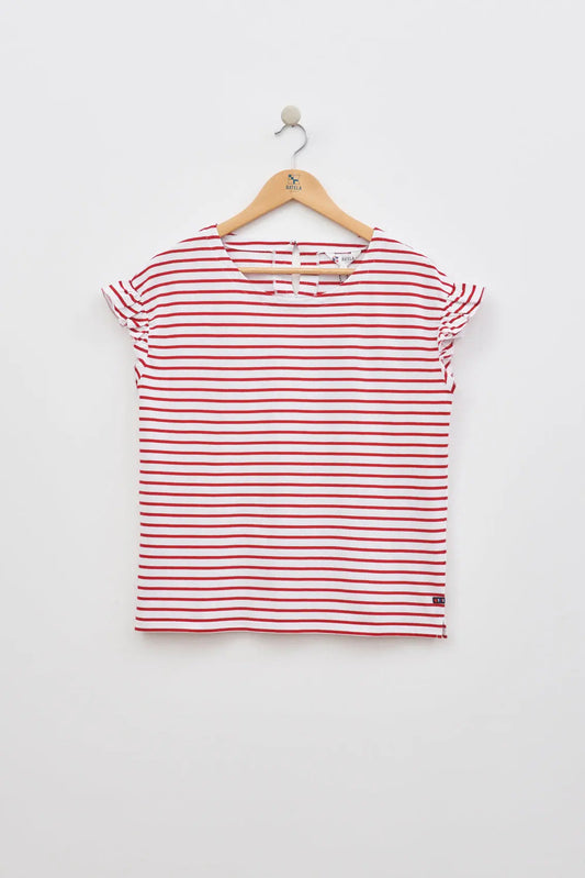 Tee shirt rayé ou marinière à manches courtes volantées