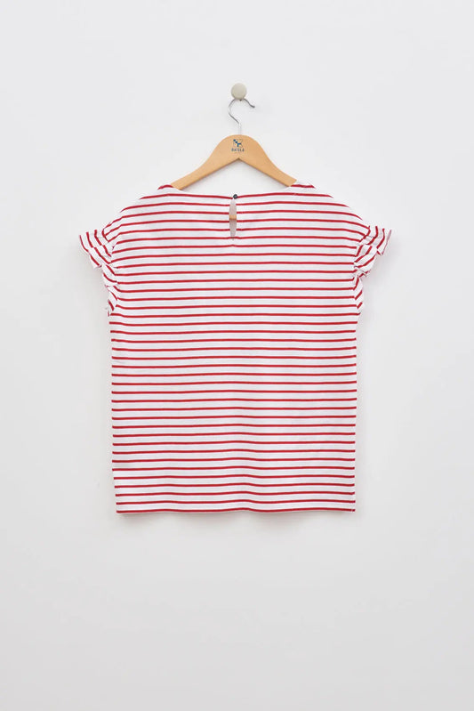 Tee shirt rayé ou marinière à manches courtes volantées