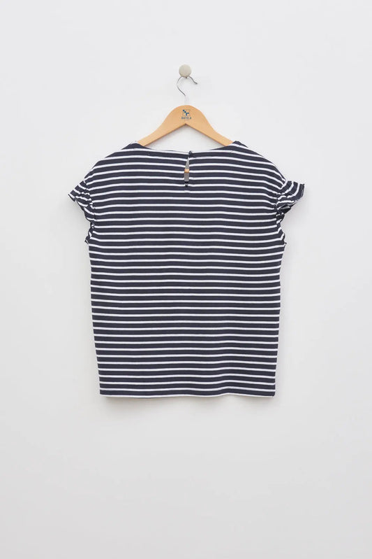 Tee shirt rayé ou marinière à manches courtes volantées