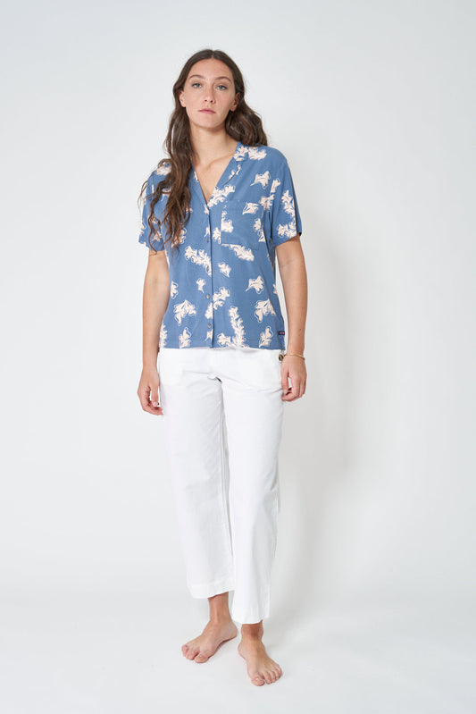 Nautical print shirt in 100% viscose