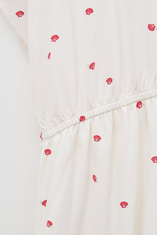 100% viscose dress with drawstring and print