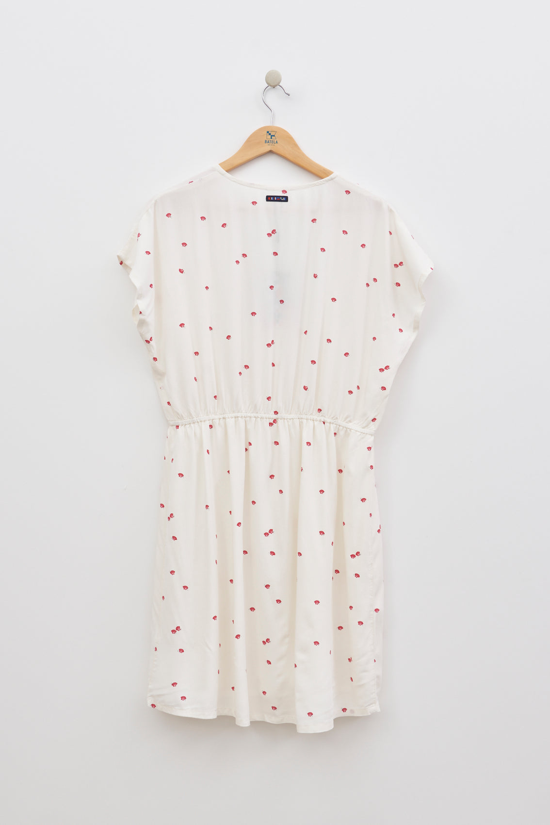 100% viscose dress with drawstring and print