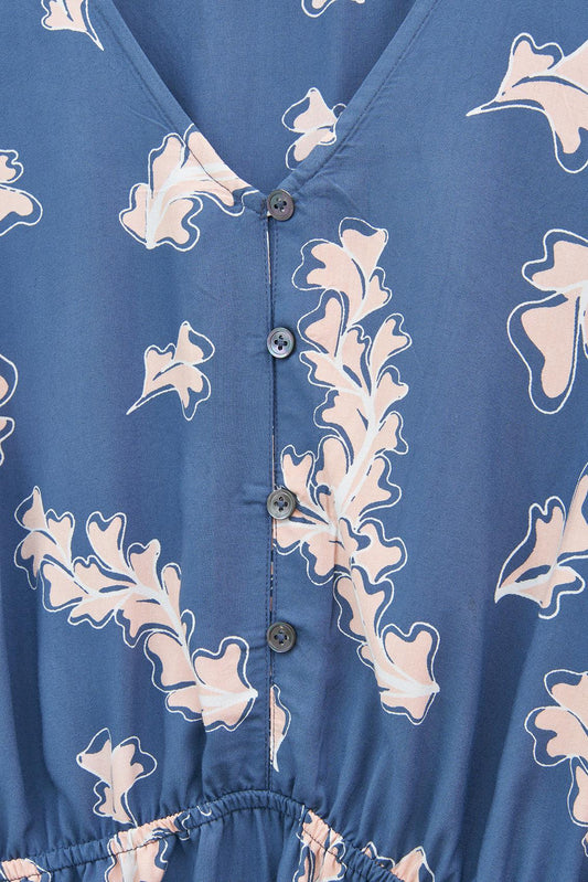 100% viscose dress with drawstring and print
