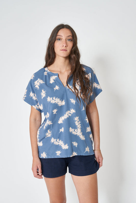 100% viscose T-shirt or blouse with a marine print