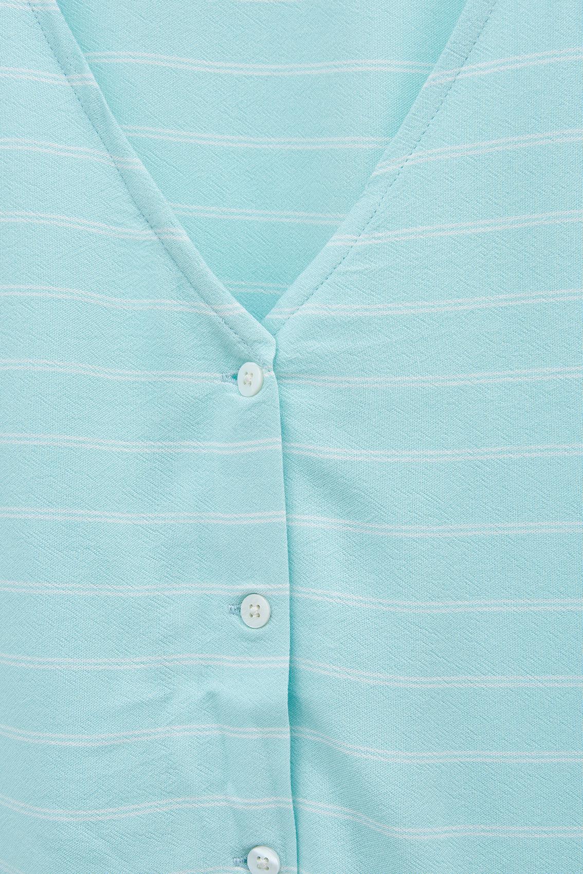 100% viscose striped V-neck shirt