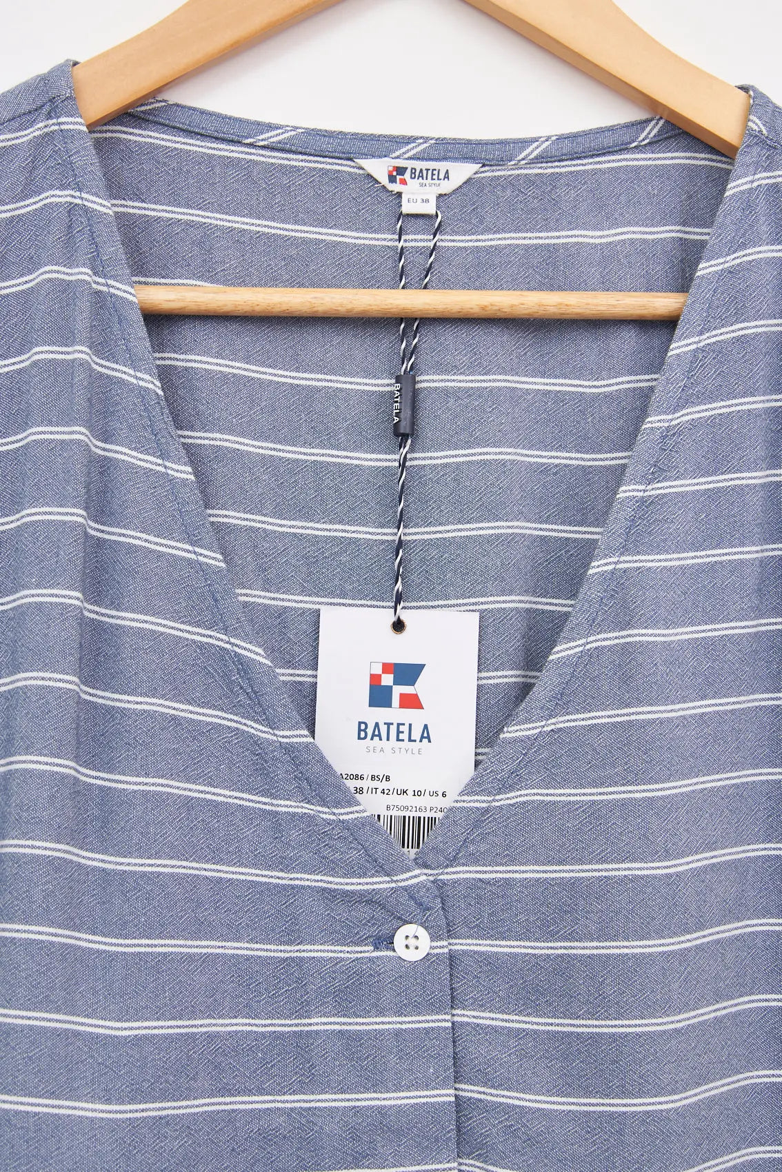 Camisa a rayas 100% viscosa cuello pico