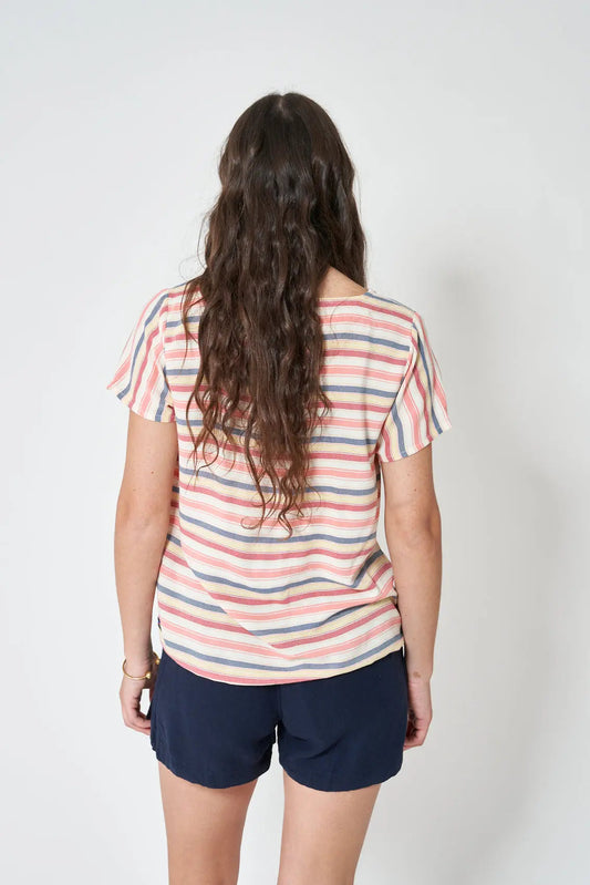 100% viscose striped V-neck shirt