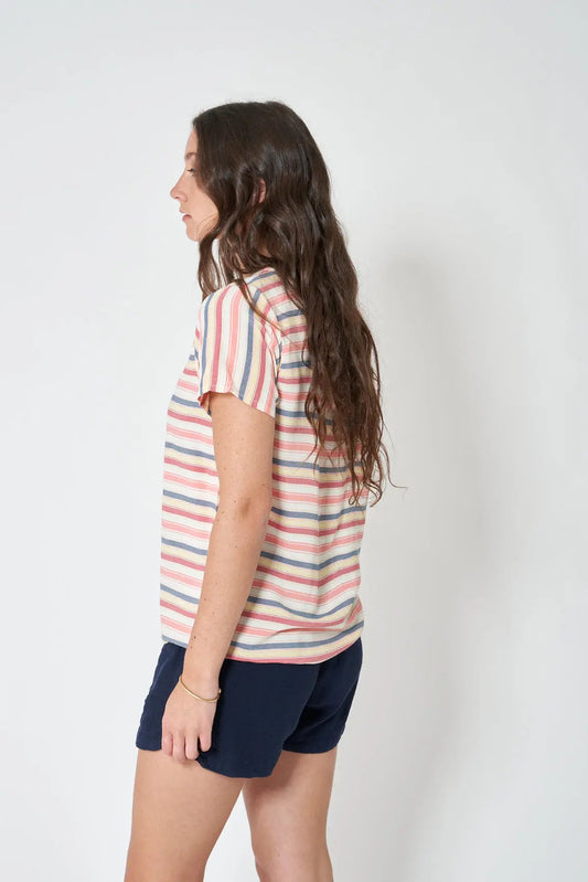 100% viscose striped V-neck shirt