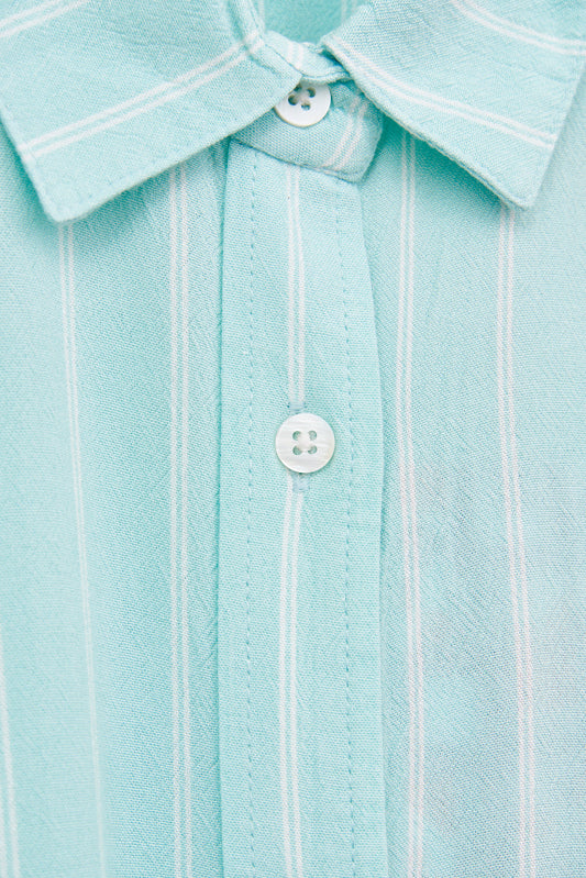 Striped viscose dress with buttons and drawstring