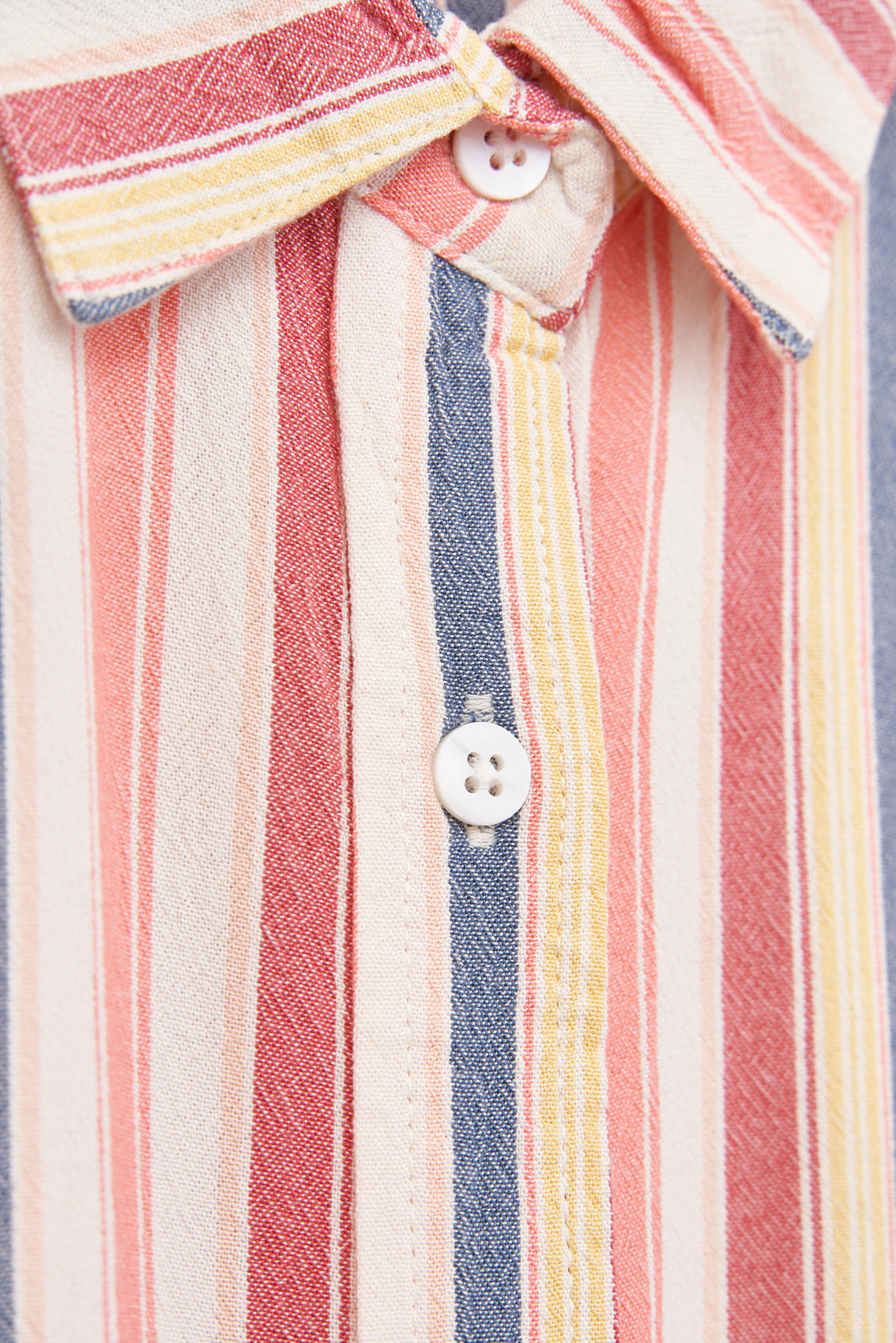 Striped viscose dress with buttons and drawstring