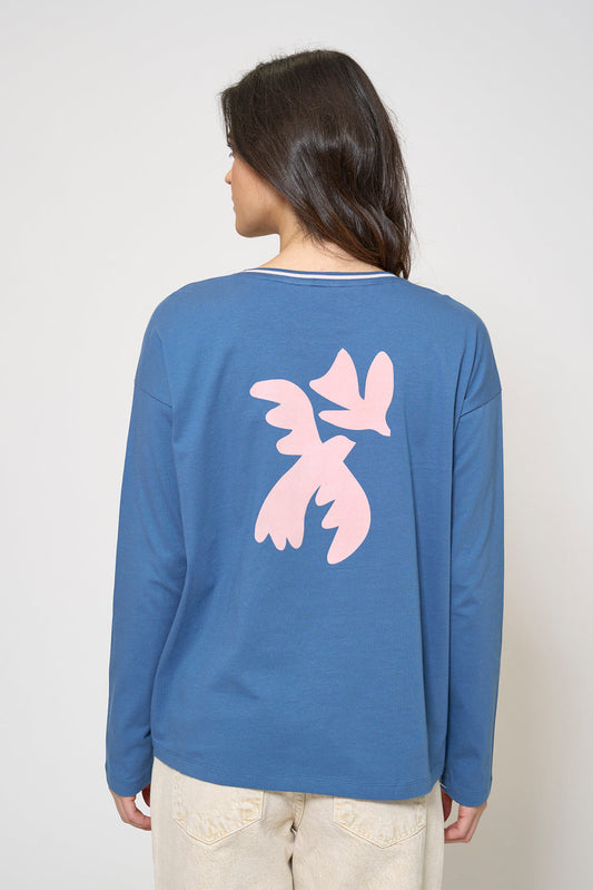 Cotton T-shirt with rear print