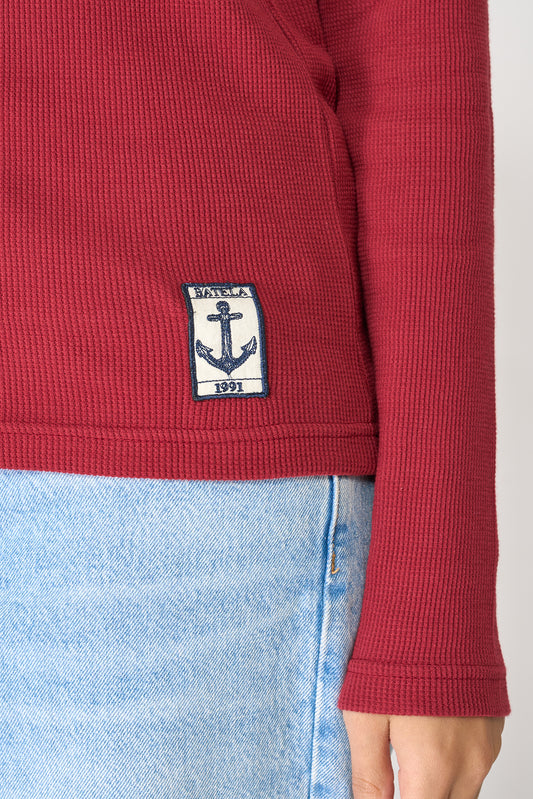 High-neck T-shirt in waffle knit