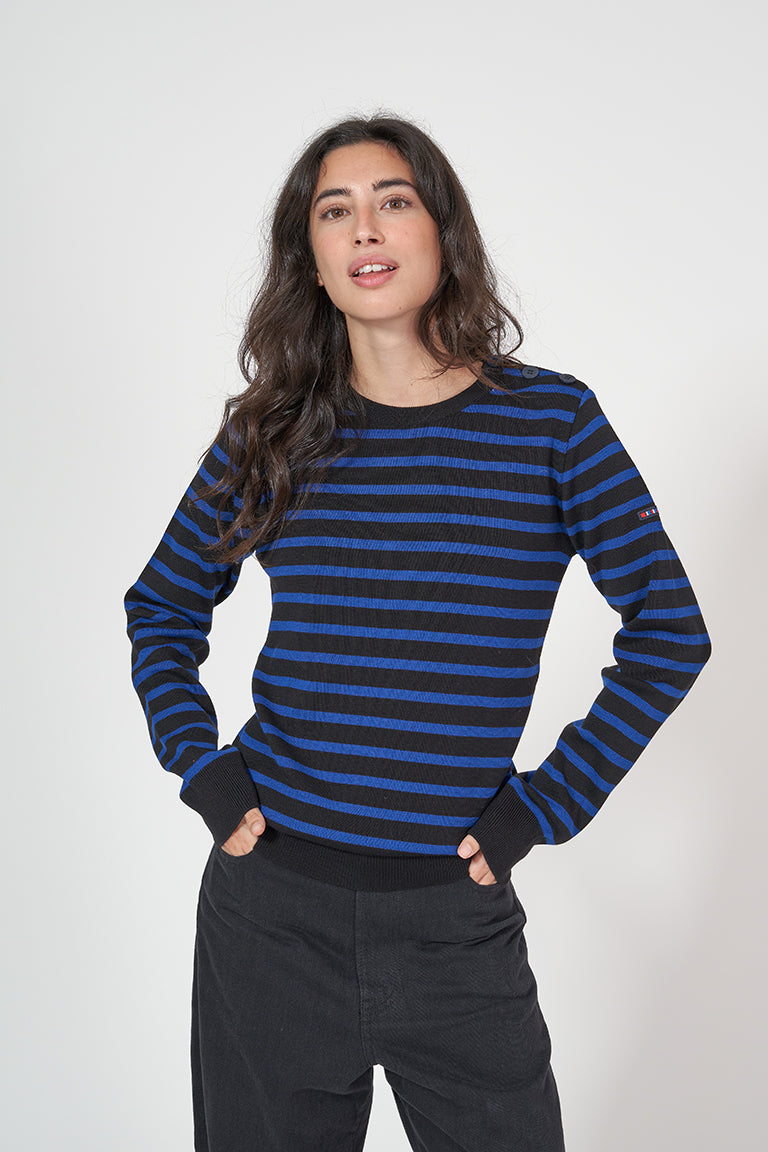 Classic sailor-style knit and ribbed sweater