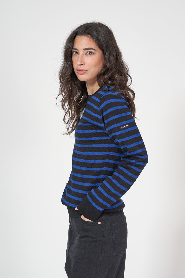 Classic sailor-style knit and ribbed sweater