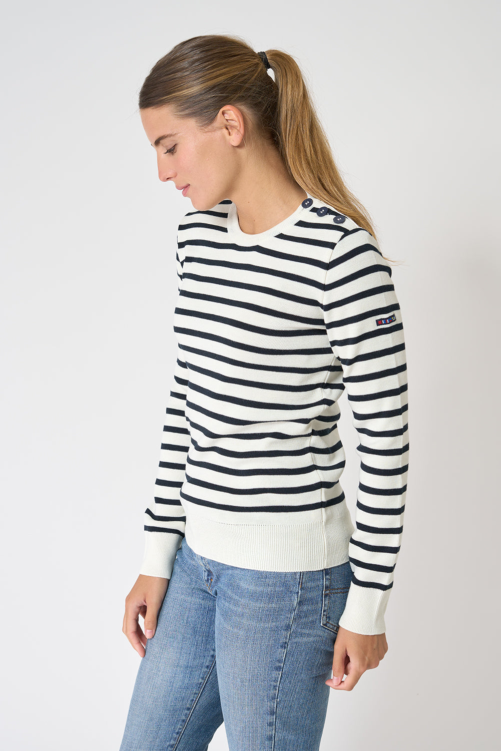 Classic sailor-style knit and ribbed sweater