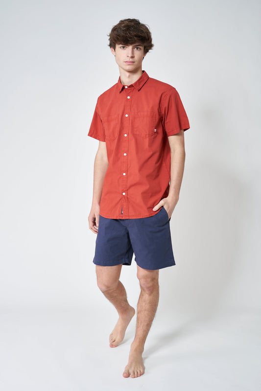 Short-sleeved cotton shirt