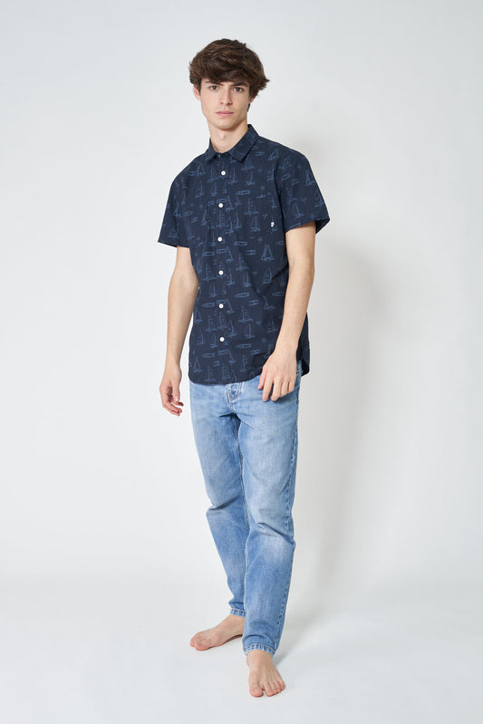 Short-sleeved cotton shirt