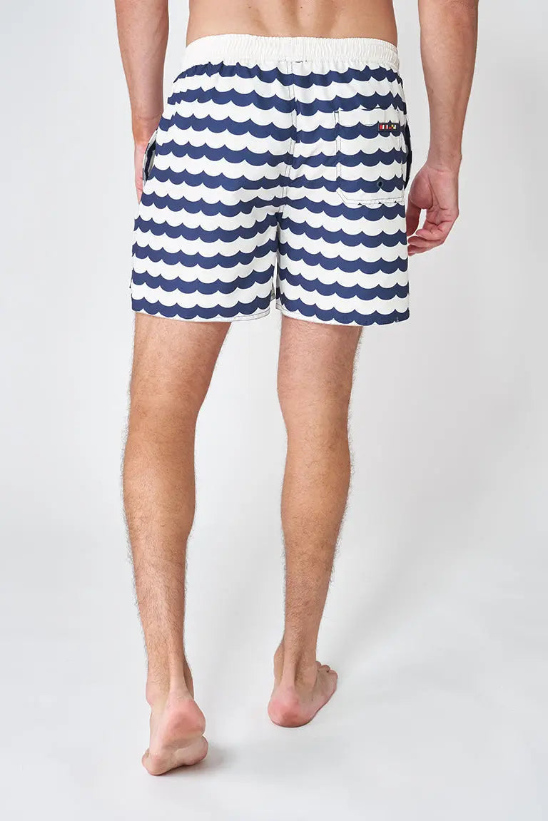 Printed polyester short swimsuit
