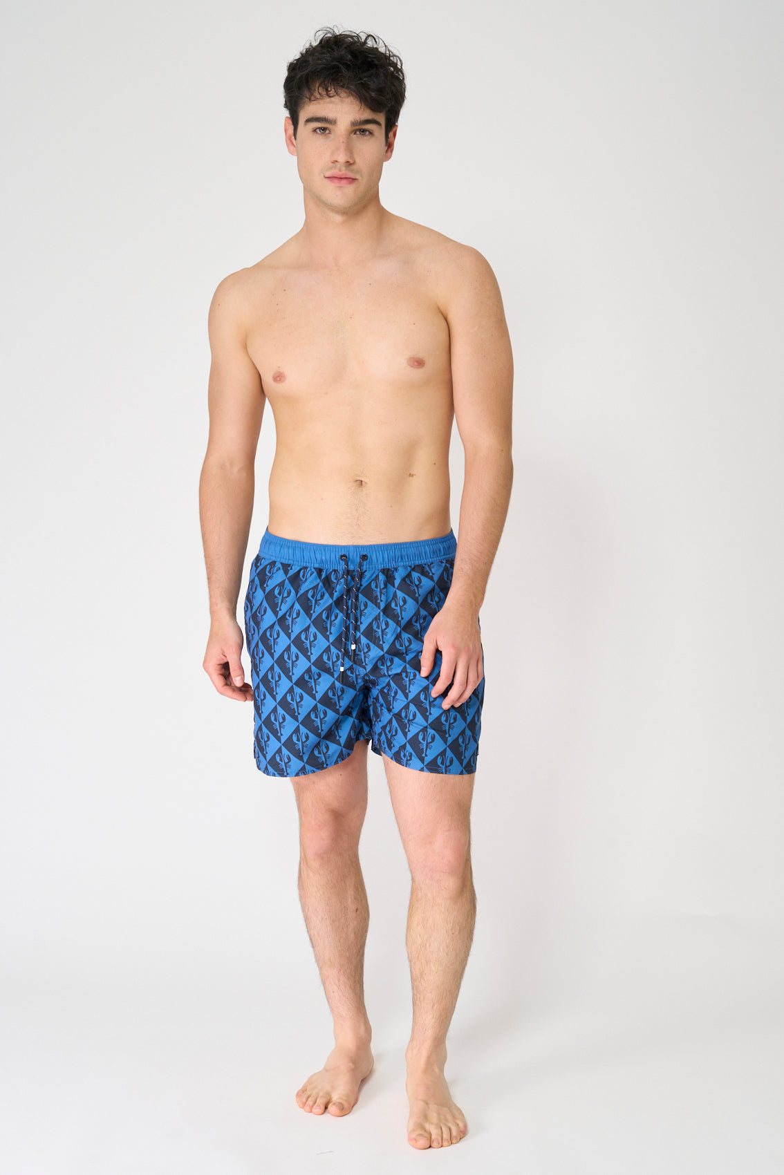 Printed polyester short swimsuit