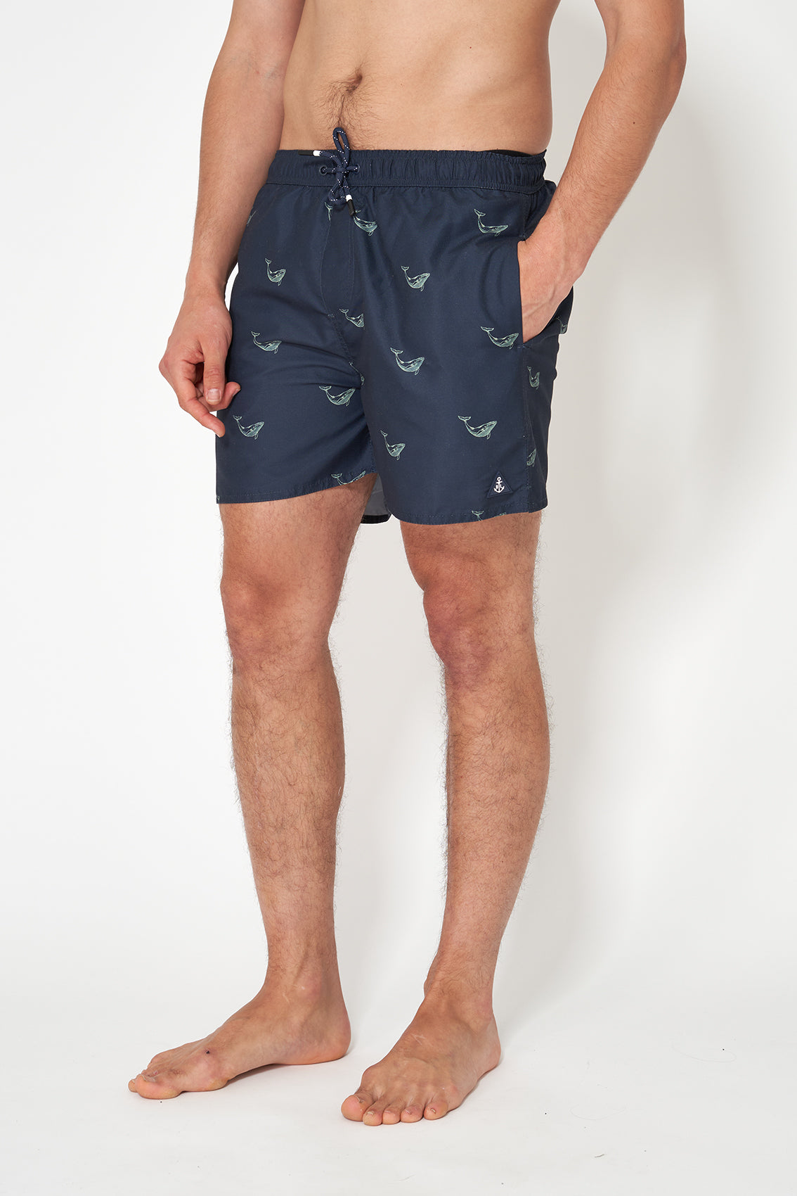 Printed polyester short swimsuit