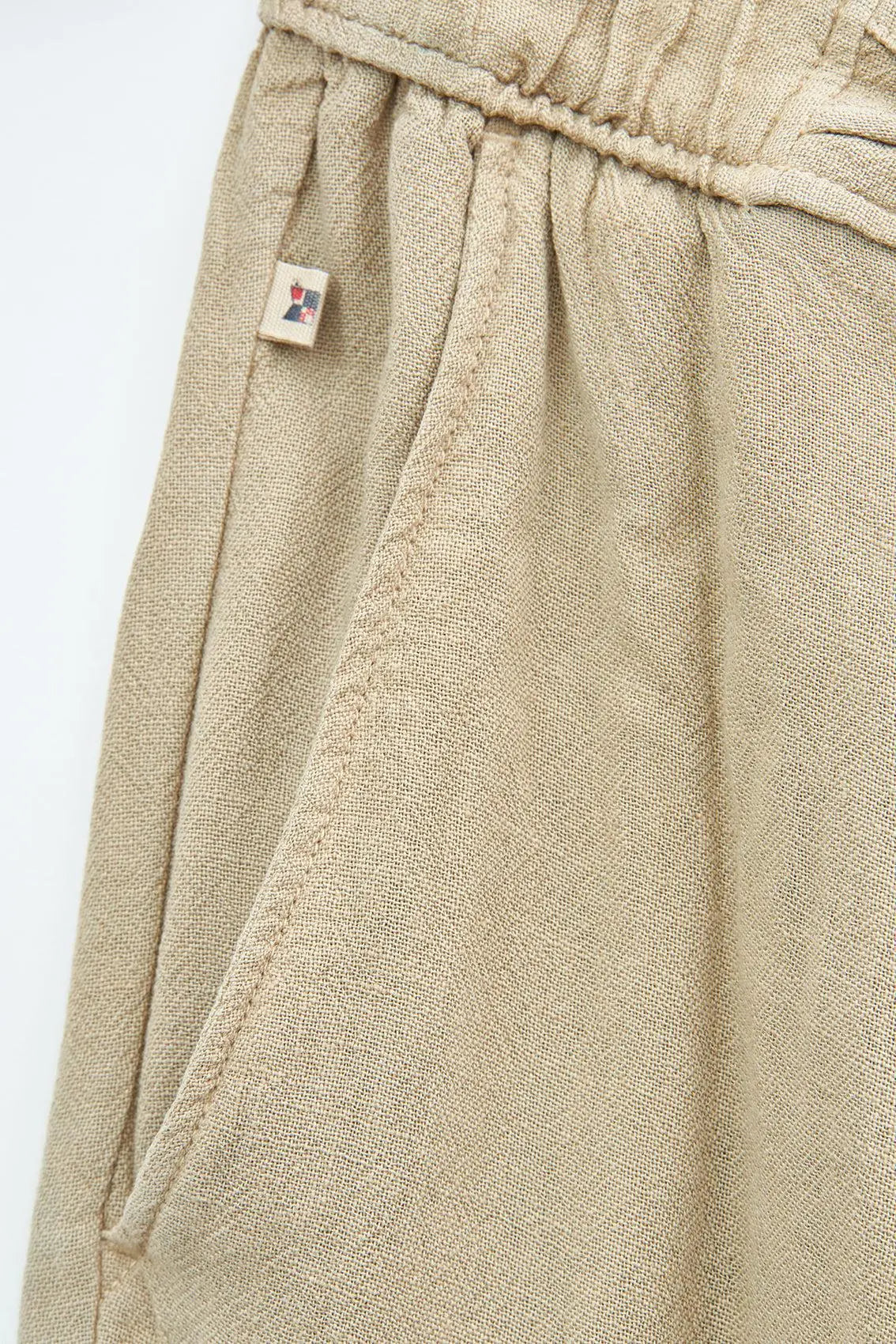 Long linen and tencel trousers with drawstring