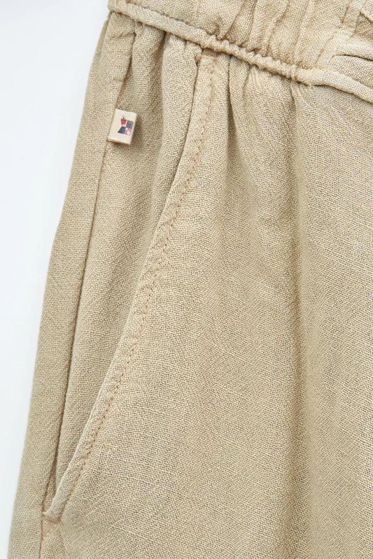 Long linen and tencel trousers with drawstring